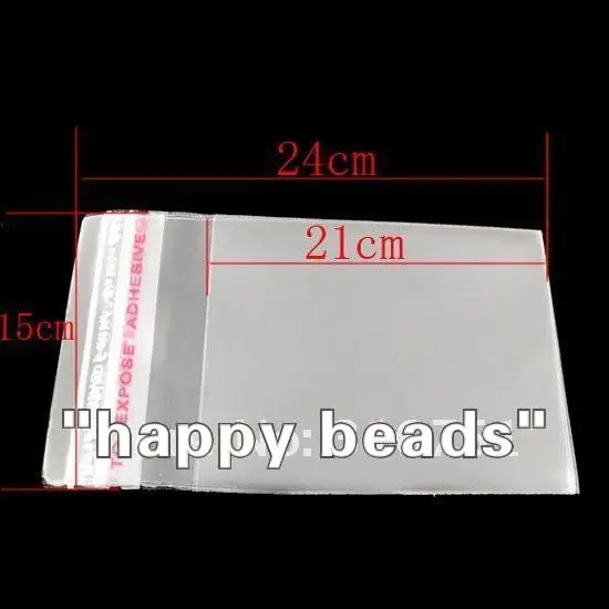 Free Shipping 100Pcs Clear Self Adhesive Seal Plastic Bags 15x24cm(w00888)