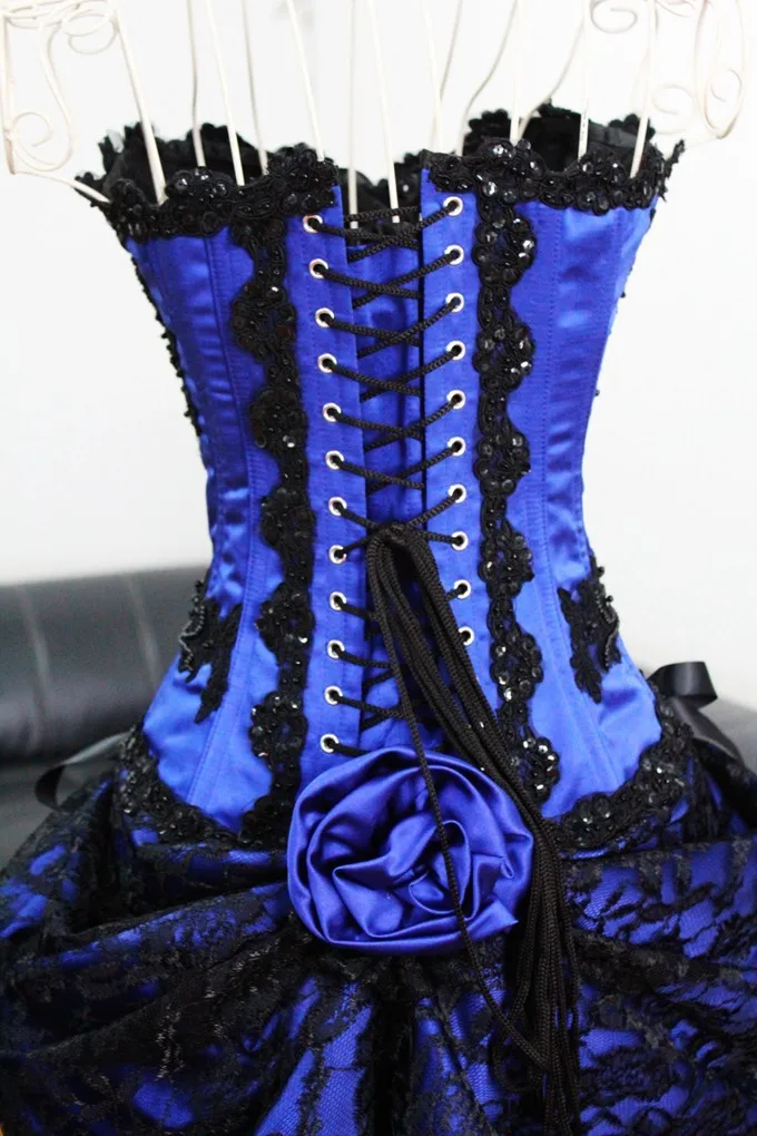 Vintage Beaded Lace Corset Short Royal Blue Prom Dresses 2014 New Arrival (3)