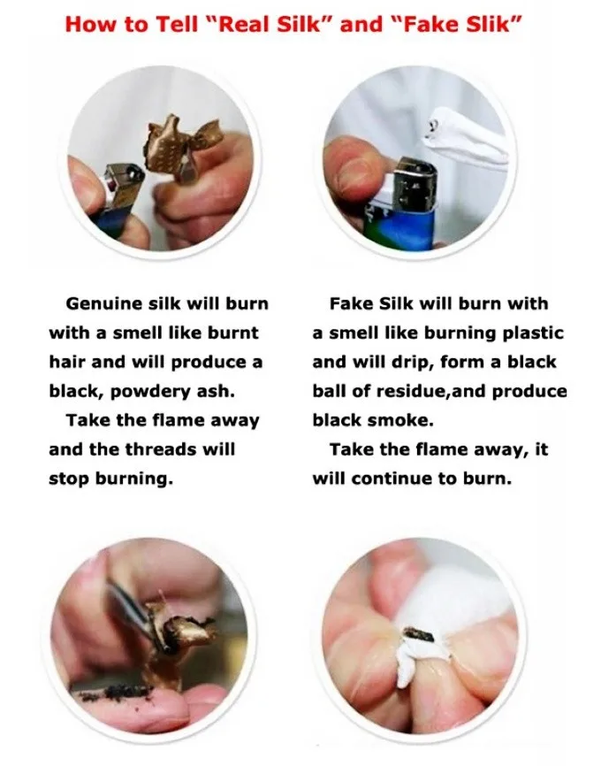 tell real silk from fake silk -burn test