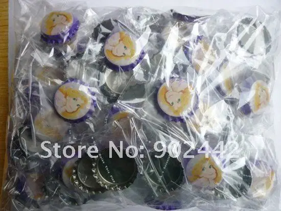 Free Shipping 1000 Sets Colorful Bottle Caps Matched With Cartoon Printed Epoxy Stickers, 10 Designs for Choice 