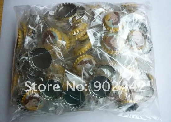 Free Shipping 1000 Sets Colorful Bottle Caps Matched With Cartoon Printed Epoxy Stickers, 10 Designs for Choice 