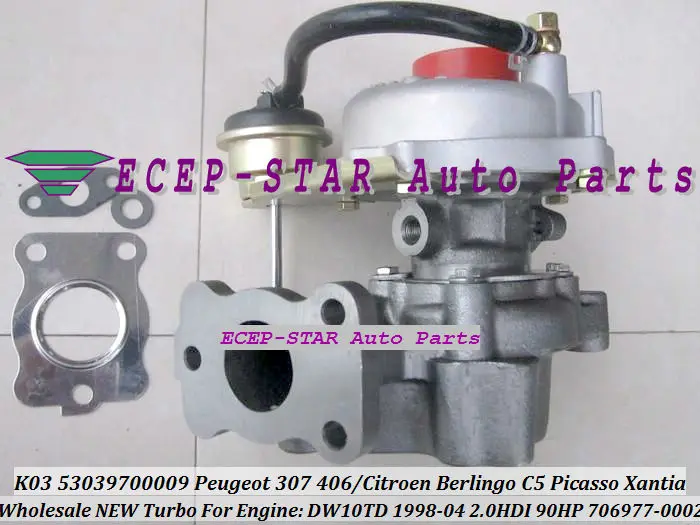 ECEP K03 53039700009 53039880009  706977-0002 VVP1 Turbocharger For PEUGEOT Partner 206 307 406CITROEN Berlingo C5 Picasso Xantia DW10TD 1998-04 2.0L HDI 90HP TURBO (4)