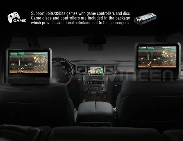 Flash Deal 2012!!! 9 inch Digital Touch Screen Car Headrest DVD Player + 32Bit Game+IR+USB+SD+FM  Free Dual Channel  IR Wirelss Headphone 9