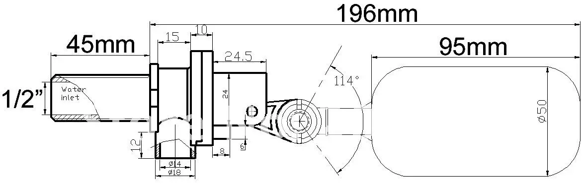 1/2" plastic float valve, plastic ball cock, water tank  floating valve