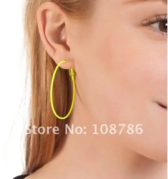 72pcs(36pairs)free shipping 50cm Colorful Big Hoop Earring. Fashion Earrings,Popular earrings in USA Earring