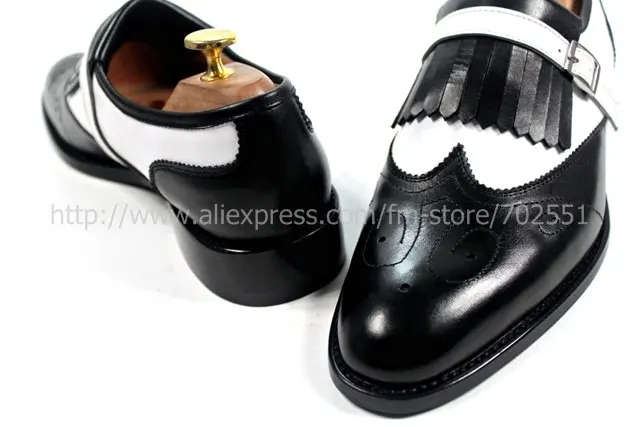 Free shipping adhesive craft handmade men's  calf skin color black/white shoe No.Loafer 21