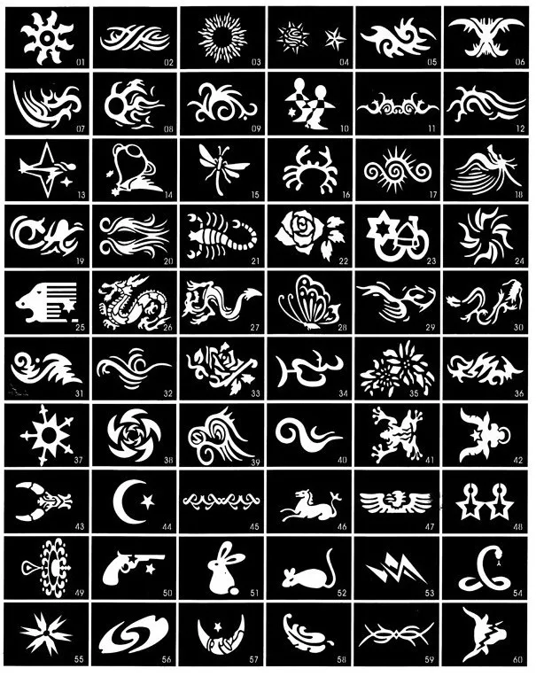 Stencils para Pintura Mista Corporal Glitter Tattoo Temporária - 2020 Imagem 100 Pcs 2 Cheap Tatuagens temporárias