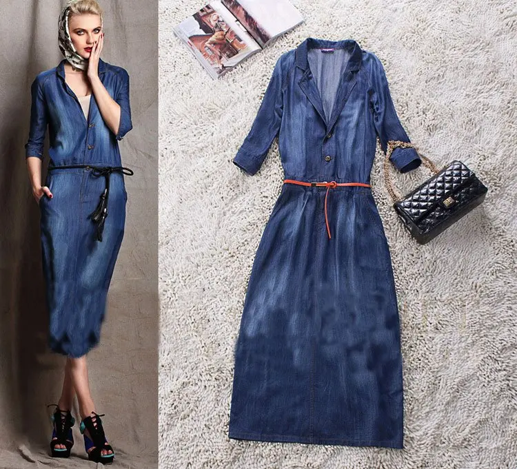 Women V Neck Fine Denim Long Dress 2017 Las Soft Jeans Dresses Women V Neck Fine Denim Long Dress 2017 Las Soft Jeans Dresses Ss12330 In From S Clothing Accessories On Aliexpress Alibaba Group