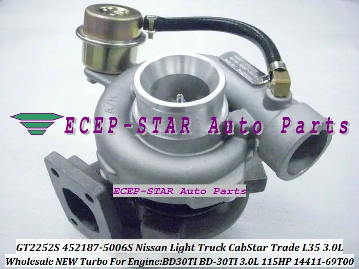 - GT2252S 452187-0006 452187-5006S 14411-69T00 1441169T00 turbo turbocharger for Nissan Light Truck CabStar Trade L35 BD30TI 3.0L - (1)