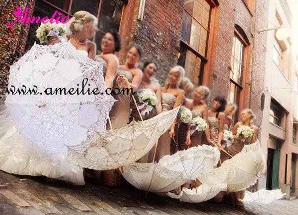 Belgian lace emboridered parasol and fan bridal parasol wedding set