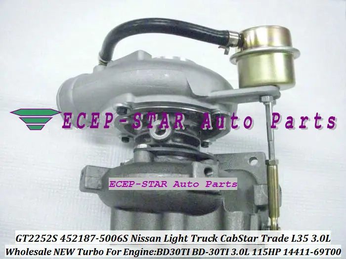 - GT2252S 452187-0006 452187-5006S 14411-69T00 1441169T00 turbo turbocharger for Nissan Light Truck CabStar Trade L35 BD30TI 3.0L - (2)