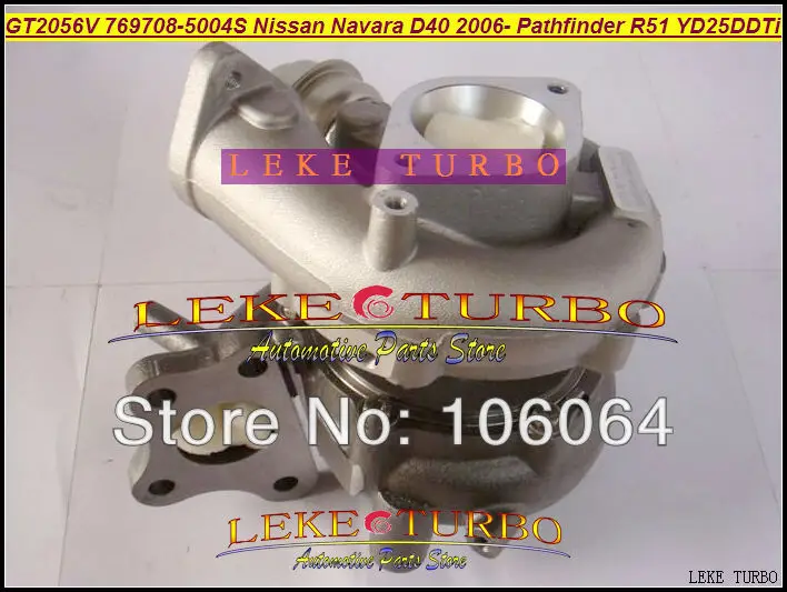 GT2056V 769708-5004S 14411-EC00B NISSAN Navara D40 2006- Pathfinder R51 YD25 YD25DDTi 2.5L 171HP turbocharger
