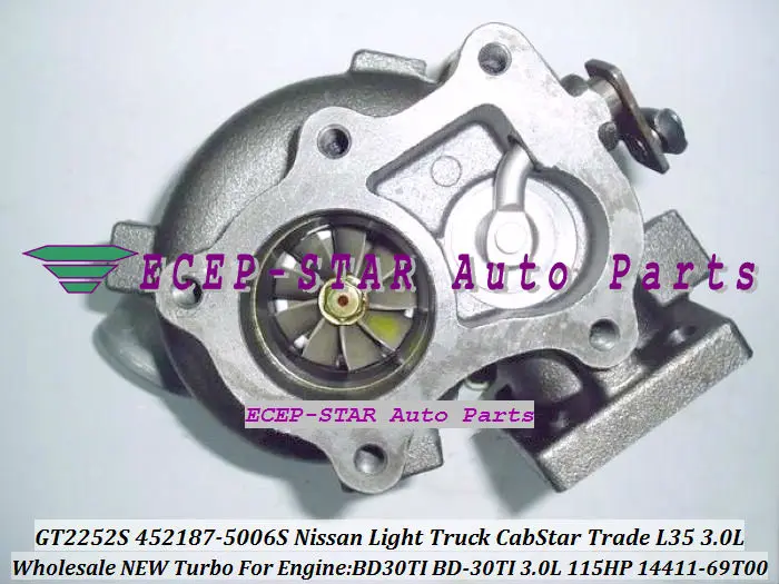 - GT2252S 452187-0006 452187-5006S 14411-69T00 1441169T00 turbo turbocharger for Nissan Light Truck CabStar Trade L35 BD30TI 3.0L - (3)