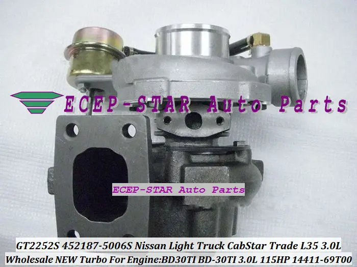 - GT2252S 452187-0006 452187-5006S 14411-69T00 1441169T00 turbo turbocharger for Nissan Light Truck CabStar Trade L35 BD30TI 3.0L - (4)