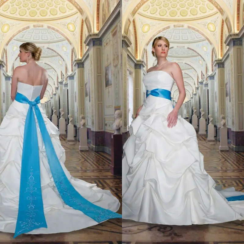 2014 Elegant Plus Size Satin Puffy Ribbon Sash Embroidery Purple