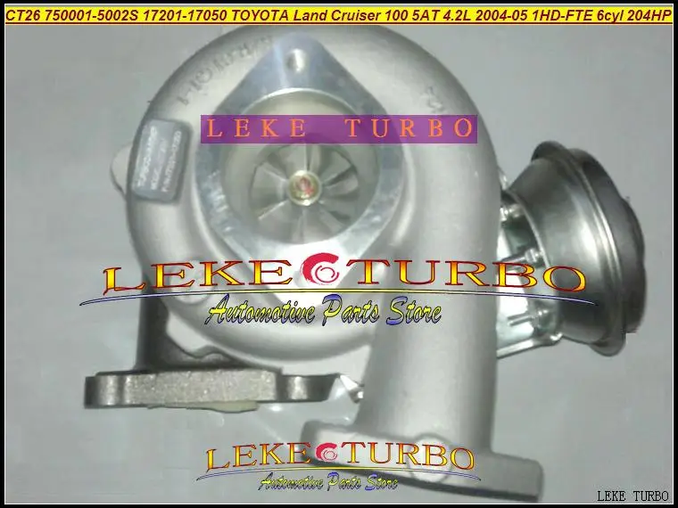 - CT26 750001-5002S 17201-17050 Turbo Turbocharger For TOYOTA Land Cruiser 100 5AT 4.2L 2004-05 1HD-FTE 6cyl 204HP (1)