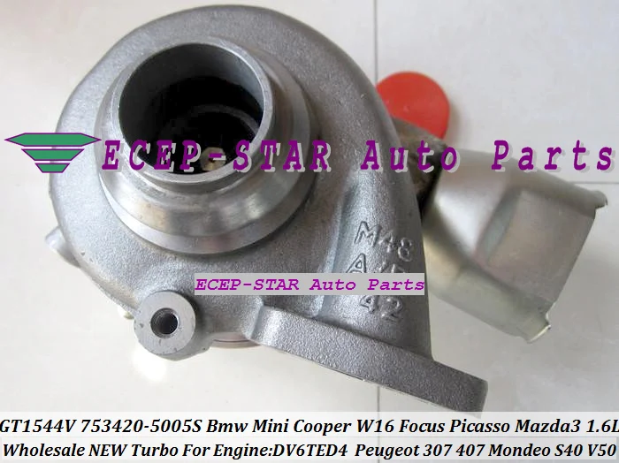 GT1544V 753420-5005S Turbocharger For BMW Mini Cooper W16 Focus Picasso Peugeot 307 407 MAZDA-3 Mondeo S40 V50 1.6L TDCi DV6TED4 (3)