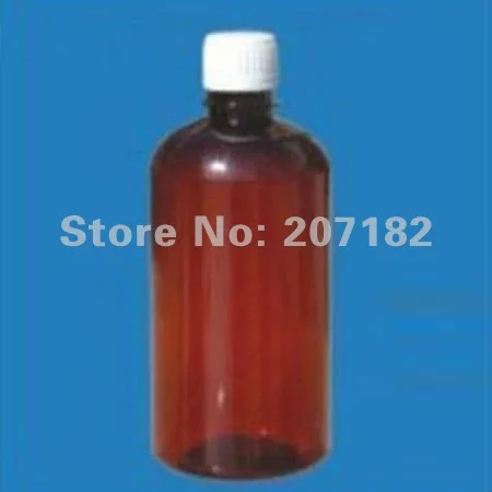 Free shipping (100sets/lot) 500ml PET brown round safety cap bottle with scale,medicine bottle,liquid bottle,plastic bottle