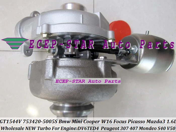 GT1544V 753420-5005S Turbocharger For BMW Mini Cooper W16 Focus Picasso Peugeot 307 407 MAZDA-3 Mondeo S40 V50 1.6L TDCi DV6TED4 (4)