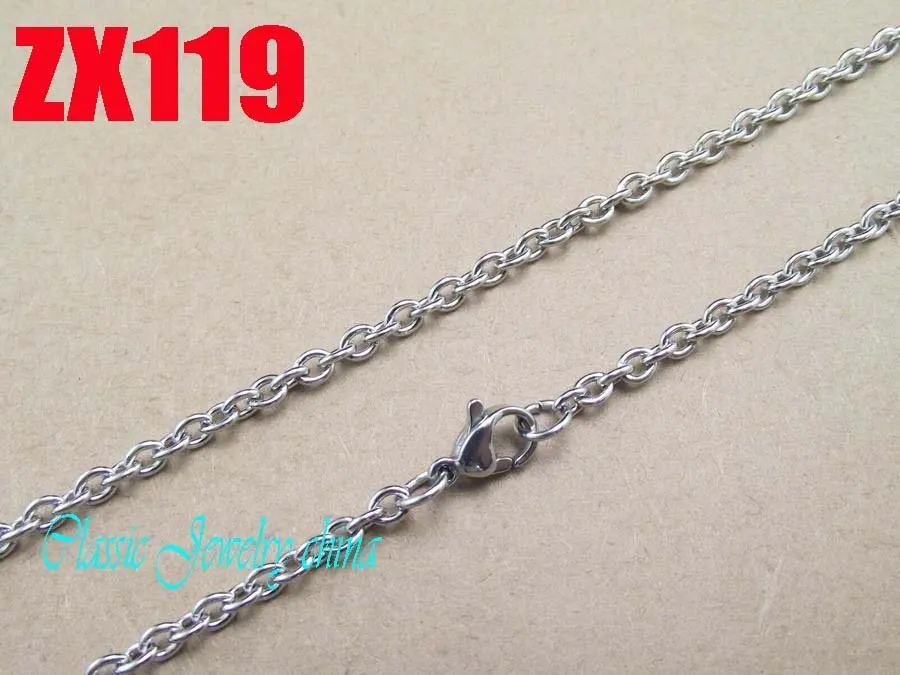 Wholesale - 500mm 19.5Inch 316L stainless steel 3mm elliptic ring chain Jewelry man male necklace chains ZX119