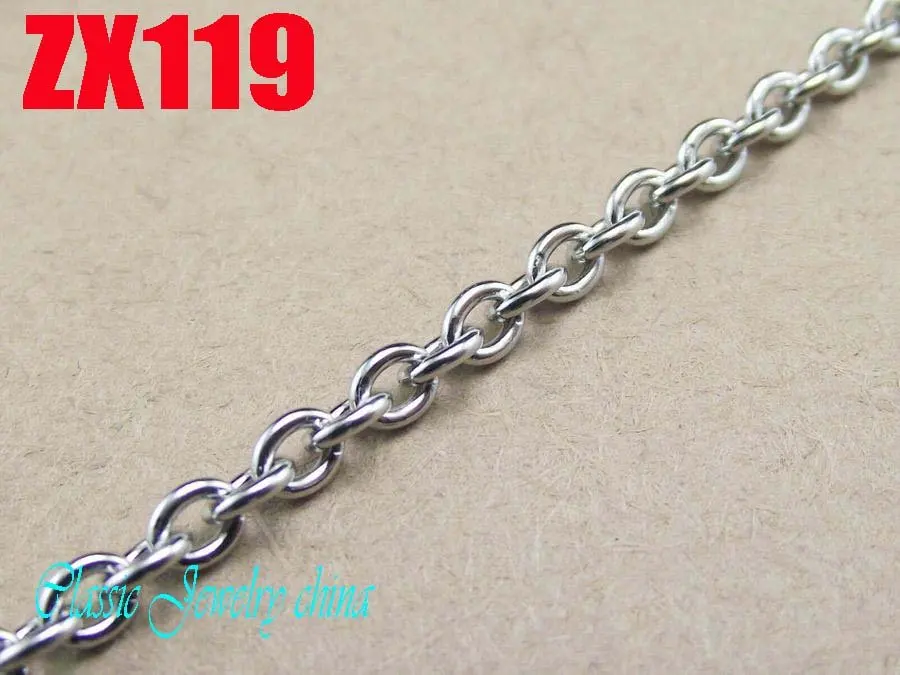 Wholesale - 500mm 19.5Inch 316L stainless steel 3mm elliptic ring chain Jewelry man male necklace chains ZX119