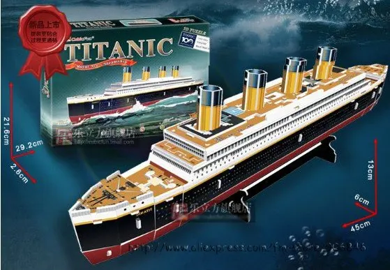 Candice guo! 2012 newest 3D puzzle toy CubicFun 3D paper model jigsaw game DIY Titanic royal mail steamship 