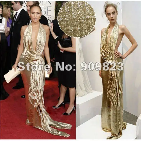 Gloden Awards Jennifer Lopez Halter Designer Shiny Bling Red Carpet Gloden Awards Jennifer Lopez Halter Designer Shiny Bling Red Carpet Y Long Celebrity Gown Dresses