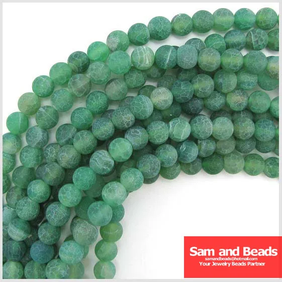 8mm frost green agate round beads strand .jpg