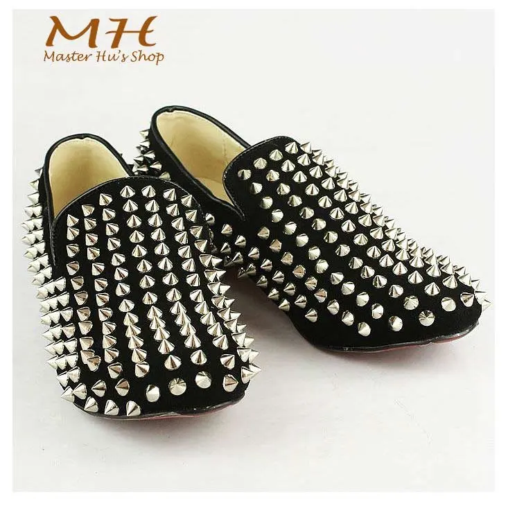 mens silver studded loafers