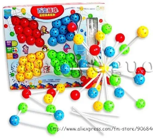 Candice guo! Hot sale plastic toys changeable DIY inserted beads blocks magic beads intelligence toy series create imagination