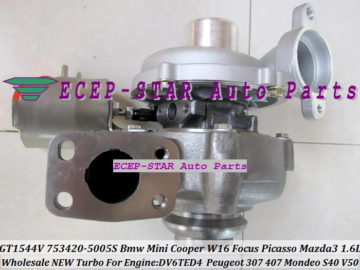 GT1544V 753420-5005S Turbocharger For BMW Mini Cooper W16 Focus Picasso Peugeot 307 407 MAZDA-3 Mondeo S40 V50 1.6L TDCi DV6TED4 (6)