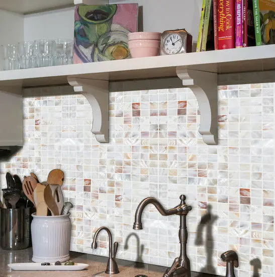 Mère de perles carrelage mural dosseret de cuisine design naturel ...