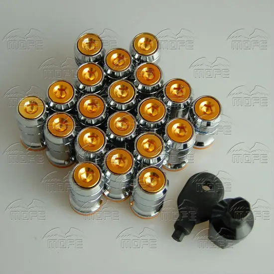 44mm M12 P1.5 P1.25 Steel Volk Formula Racing Conceled Heptagon Racing Car Wheel Lug Nuts Red Blue Gold Rays volk racing-gold (8)