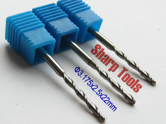 3d CNC End Mill Bits-3.175X2.5X22mm 2 Flutes Solid Carbide Spiral Ball Nose Router Bits, 10pclot Wholesale Wood End Mill Cutter