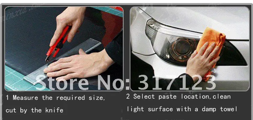 20m/Lot  Wholesale 30*100cm Lights Film For Car Headlight and Tail Light Four Colors Vinyl The Light Film Red Light Film