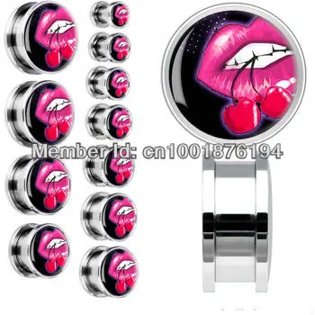 Steel Retro Cherry Lips Screw Fit Plug