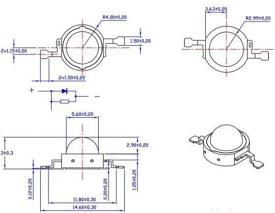 1w led size
