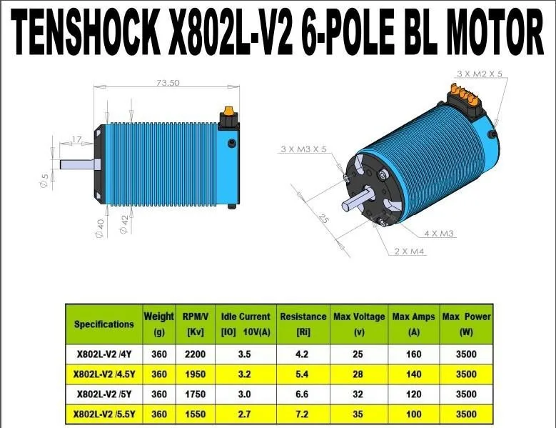 Motor para Fora da Estrada Tenshock 8 6 Pólo Elétrico Micro Brushless dc Truggy Traxxxas rc Carros. Frete Grátis X802l v2 1 - 6 da estrada truggy traxxxas rc carros. Frete grátis frete grátis