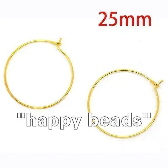 1000pcs gold plated Earring Hoops/Wine Glass Charm Rings 25mm/DIY(w00865x10)