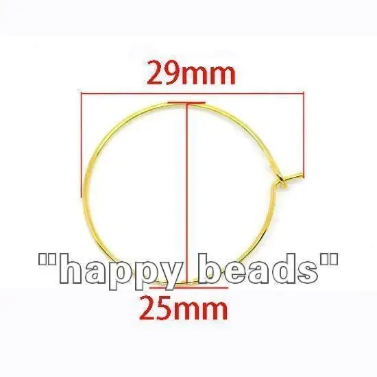1000pcs gold plated Earring Hoops/Wine Glass Charm Rings 25mm/DIY(w00865x10)
