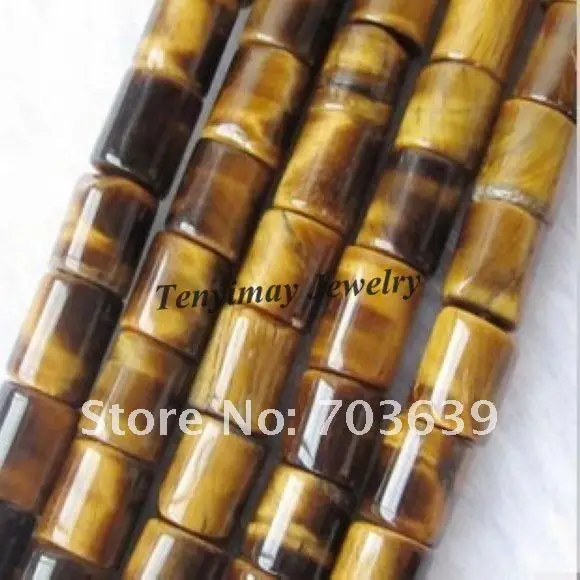 6.5x9mm Cylinder Shape Tiger's Eye Stone Beads, Column Shape Tiger's Eye Loose Beads For DIY