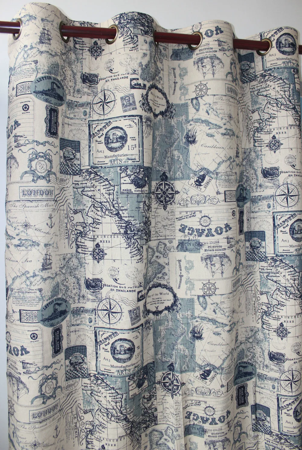 Vezo Casa Novo Mapa Cotton Linen Pronto Painel De Cortina Da Janela Vezo Casa Novo Mapa Cotton Linen Pronto Painel De Cortina Da Janela