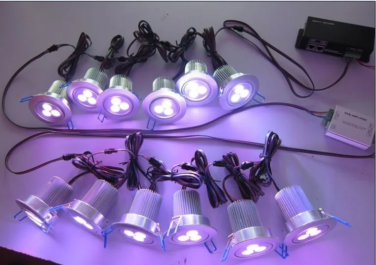 Grátis para a América do Norte Controler sem Fio Frete Lote rf 4 Fios Rgb Dmx 9x1 w Led Teto Luz dc 12 v 20 Pçs - 8 4 fios rgb dmx 9X1 W led teto luz DC 12 V