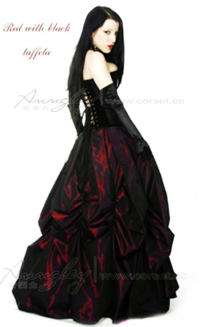 Fashion Black And Wine Red Satin Prom Evening Skirts (3).jpg