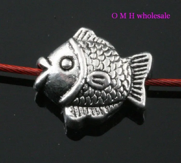 OMH wholesale Free ship 65pcs tibetan silver fish spacer beads Jewelry metal beads 15x13x7mm ZL103