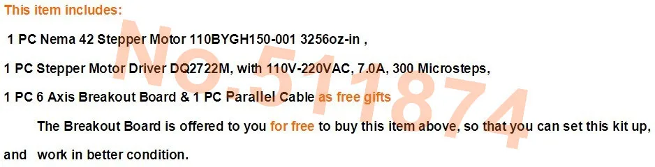 New arrival!USA free!Wantai CNC Kit Nema42 Stepper Motor Driver DQ2722MA 220V 7A