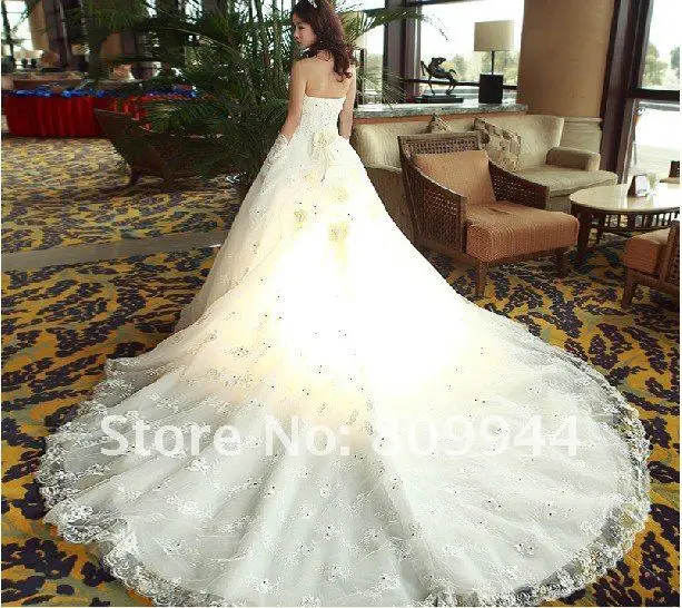 High End Bride And A Long Tail Lace Wedding Dress Princess High End Bride And A Long Tail Lace Wedding Dress Princess