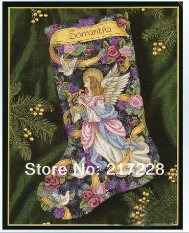 CS-078WM cross stitch kit set embroidery Fairy Heavenly Christmas Stocking.jpg