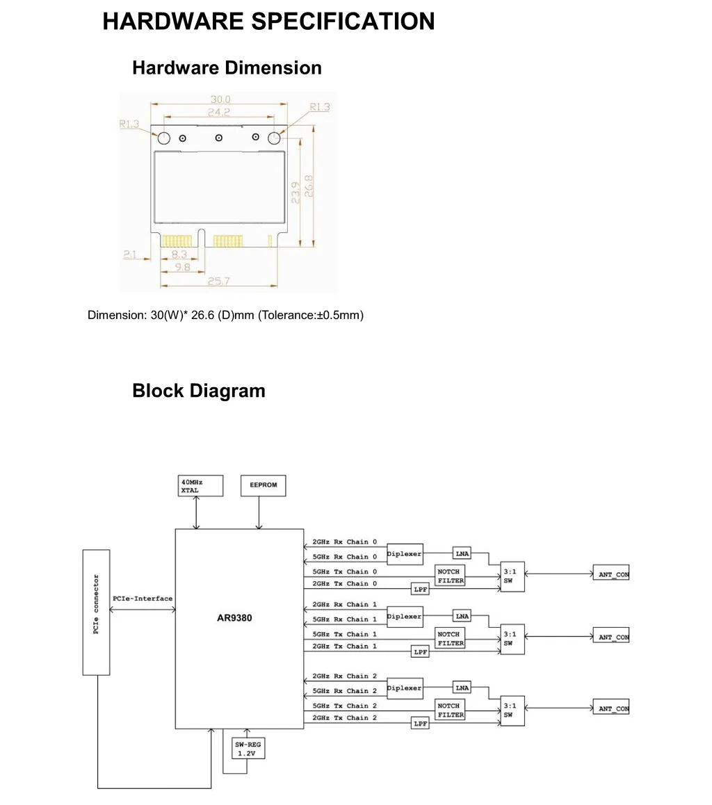 JJPLUS JWX6051 Atheros AR9380 Halfsize minipci-express 802.11abgn XSPAN MIMO 3x3 450 mbps