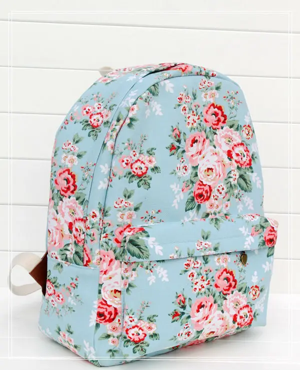 Mochila de lona de rosas azules, mochila de niña, mochila de flores|backpacking  backpacks for women|backpack brownbackpack discount - AliExpress